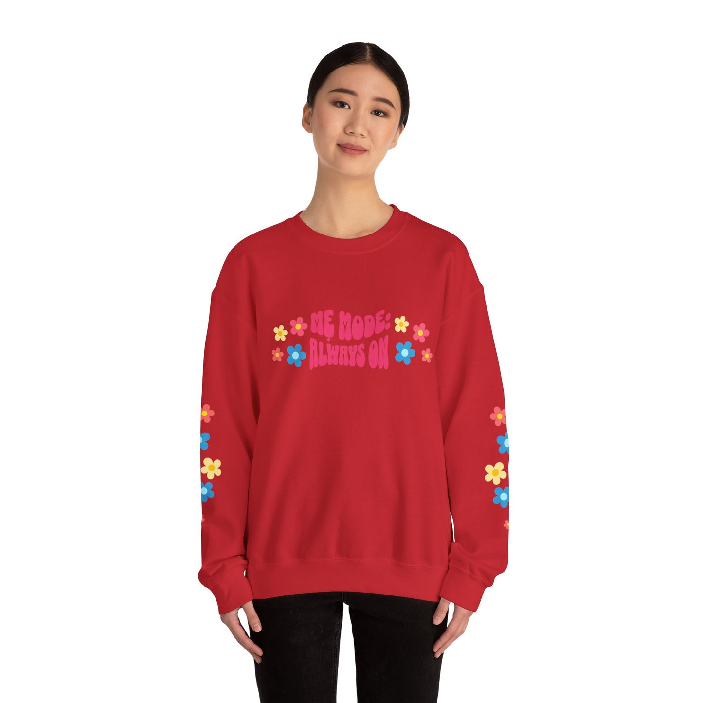 "Mẹ Mode: Always On" Vietnamese American Mom Floral Crewneck Sweatshirt