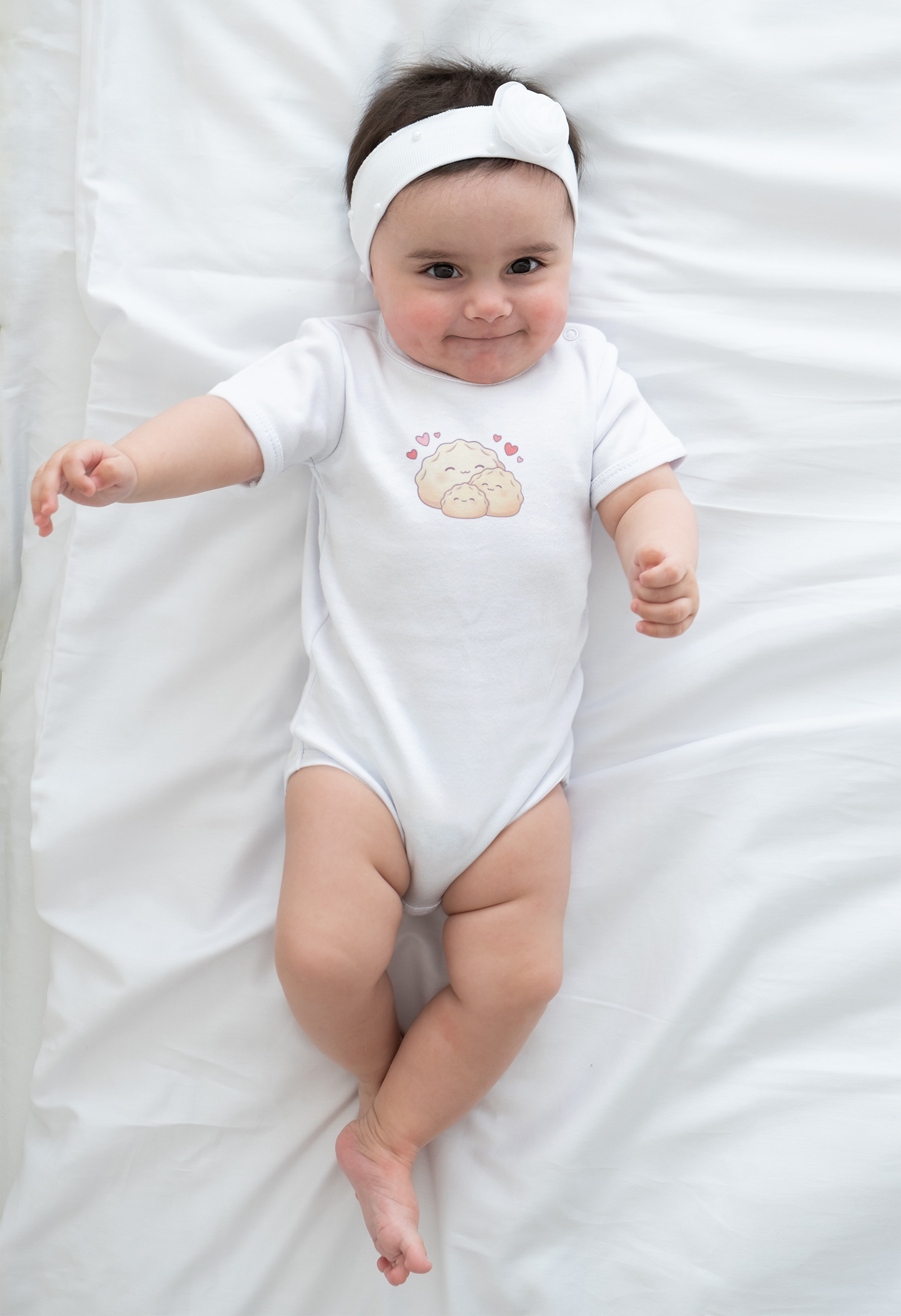 Dumplings Cuddling Baby Onesie — Kawaii Vietnamese American Newborn Bodysuit, Cute Asian Foodie Baby Gift