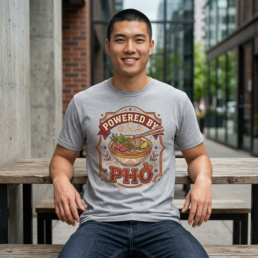 "Powered by Phở" T-Shirt — Vietnamese American Pride Tee