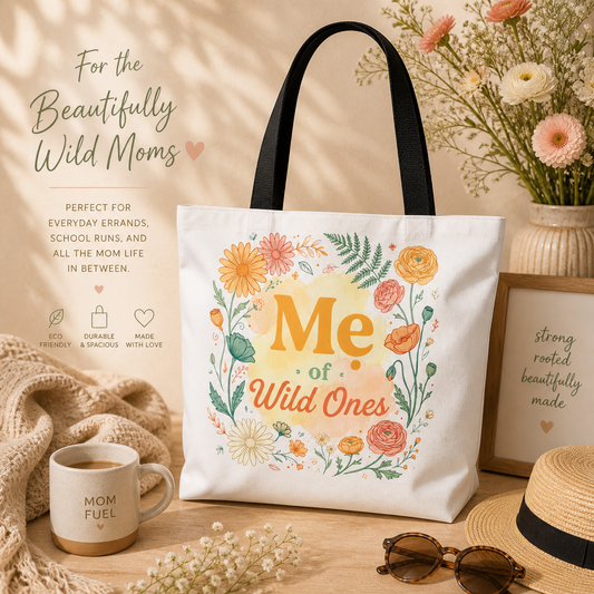"Mẹ of Wild Ones" Floral Vietnamese-American Mom Tote Bag