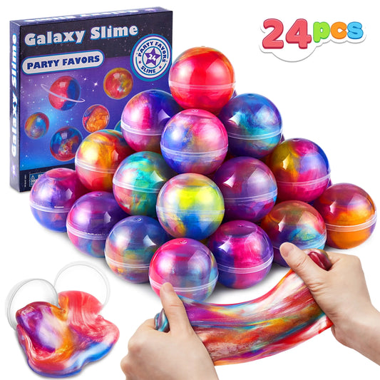 Joyfy 24 Pcs Mini Slime Party Favors — Multicolor Galaxy Slime Balls