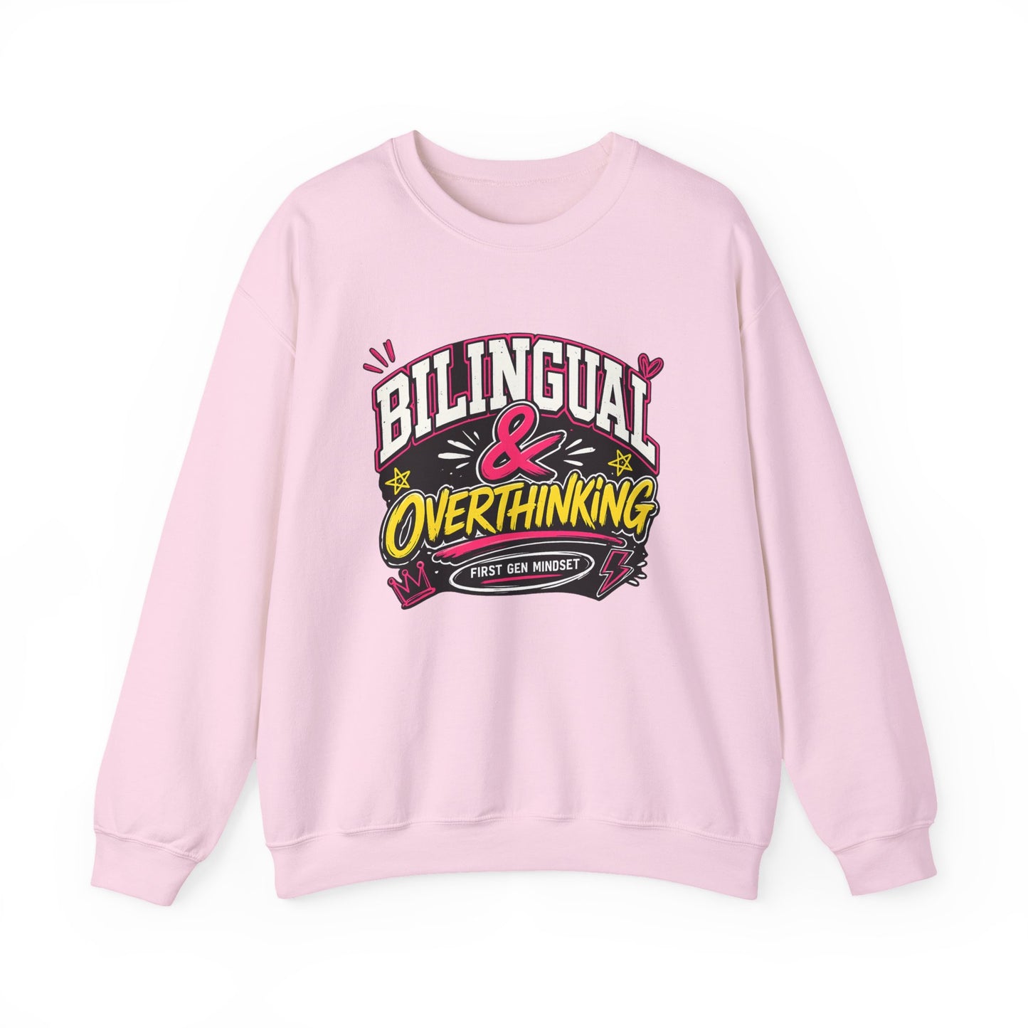 "Bilingual & Overthinking" Crewneck Sweatshirt — For Multilingual Deep Thinkers