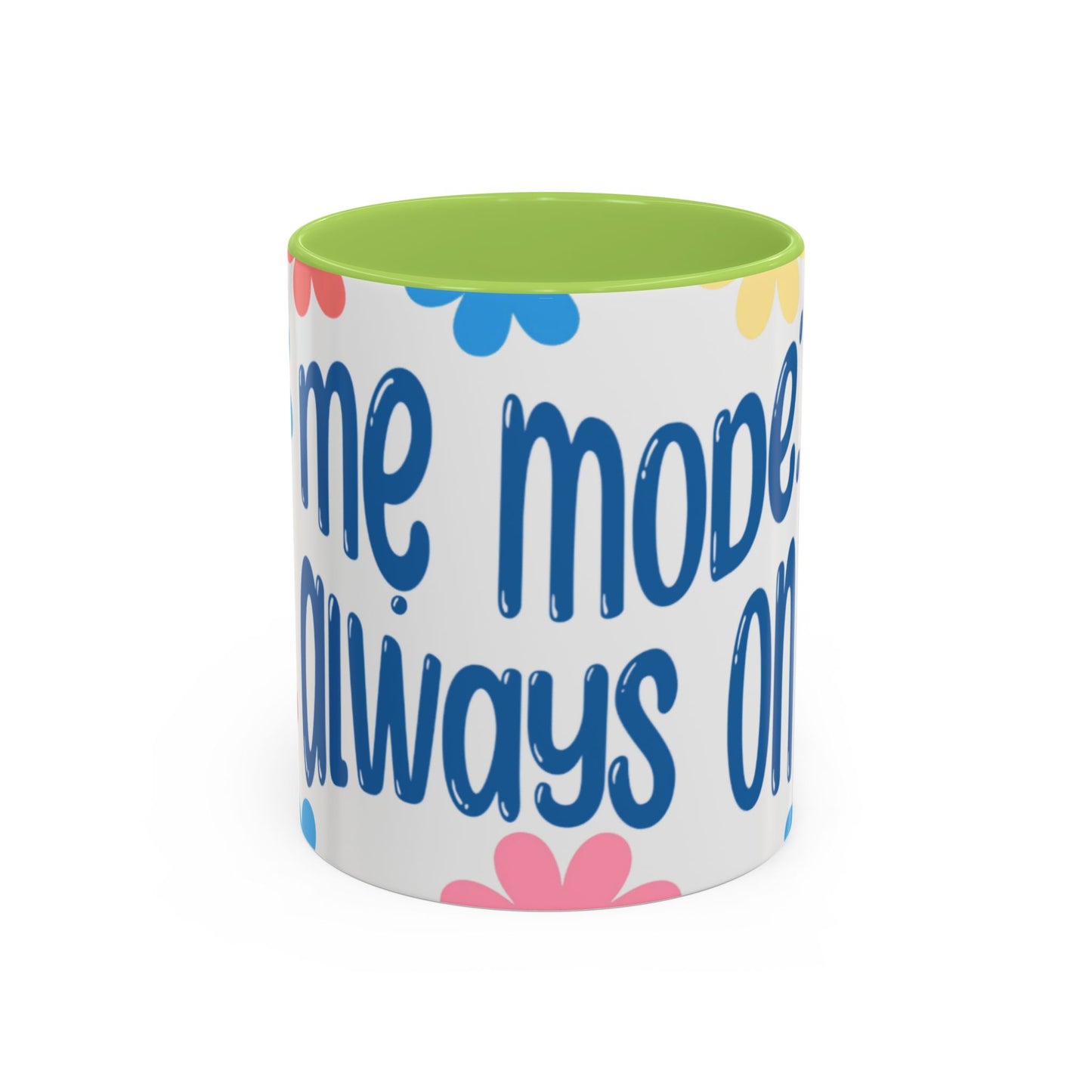 "Mẹ Mode: Always On" Floral Accent Coffee Mug (Blue) — Vietnamese American Mom Mug
