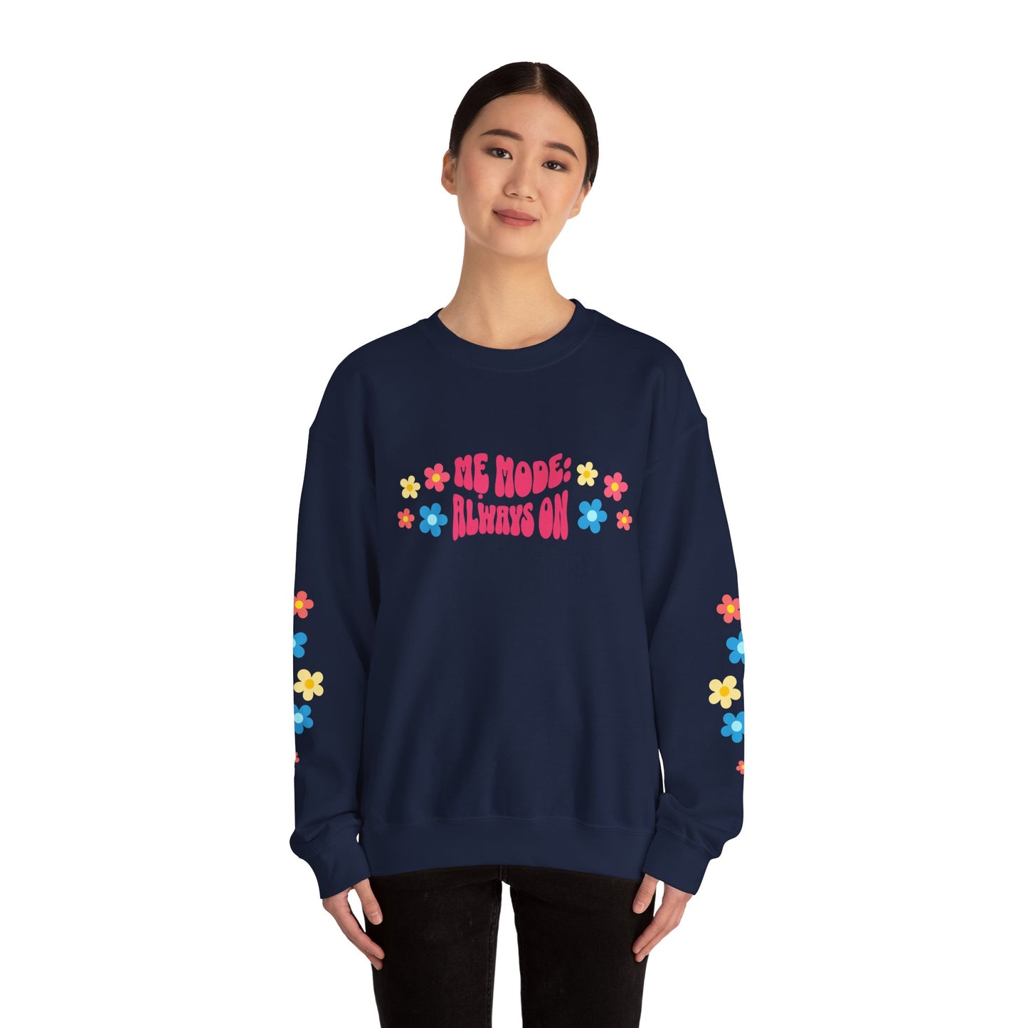"Mẹ Mode: Always On" Vietnamese American Mom Floral Crewneck Sweatshirt