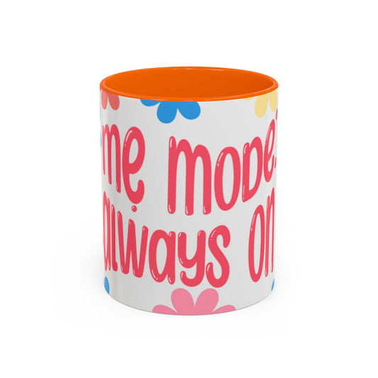 "Mẹ Mode: Always On" Floral Accent Coffee Mug (Pink) — Vietnamese American Mom Mug