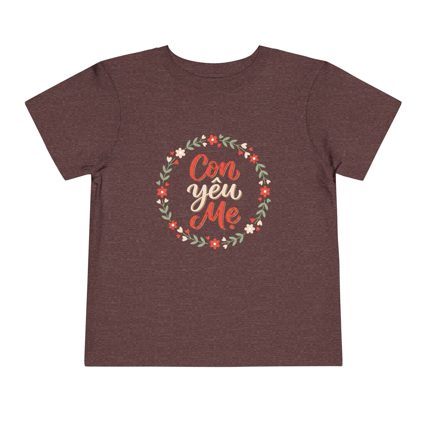 "Con Yêu Mẹ" Toddler Short Sleeve Tee — Vietnamese American Child Loves Mom Kids Shirt, Premium Cotton Bond Gift
