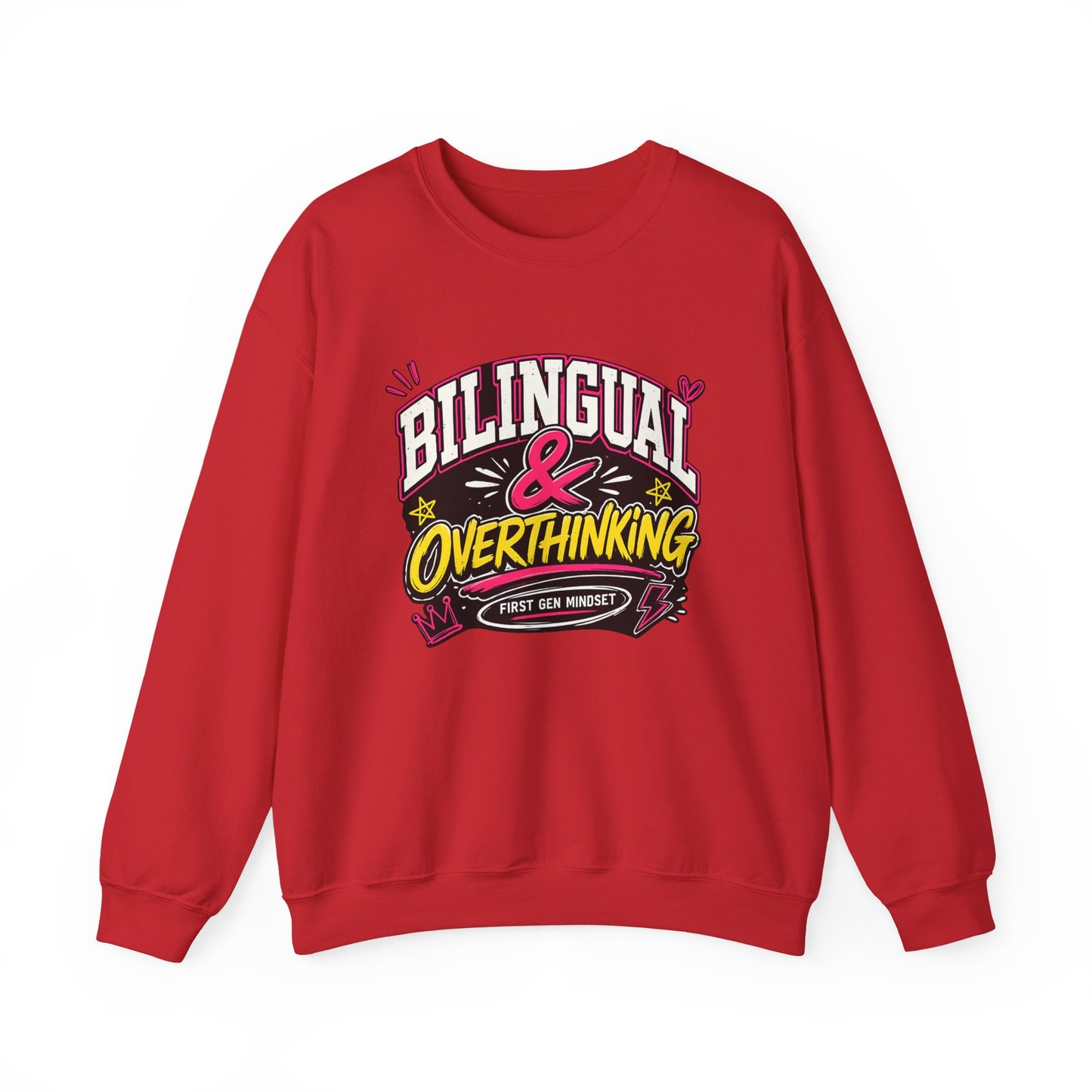 "Bilingual & Overthinking" Crewneck Sweatshirt — For Multilingual Deep Thinkers