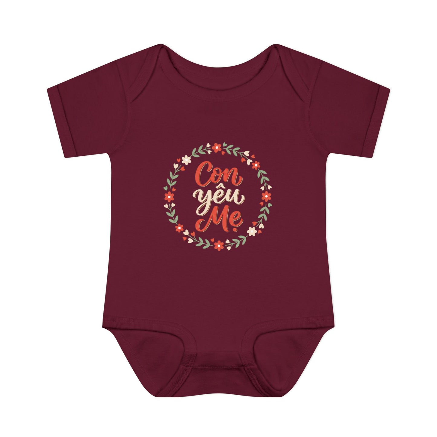 "Con Yêu Mẹ" Baby Onesie — Vietnamese American 'I Love Mom' Newborn Bodysuit, Cute Mother's Day Baby Gift