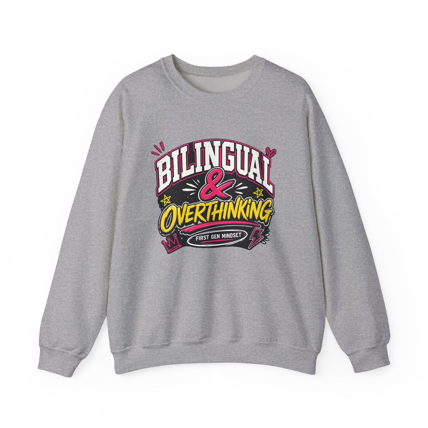"Bilingual & Overthinking" Crewneck Sweatshirt — For Multilingual Deep Thinkers