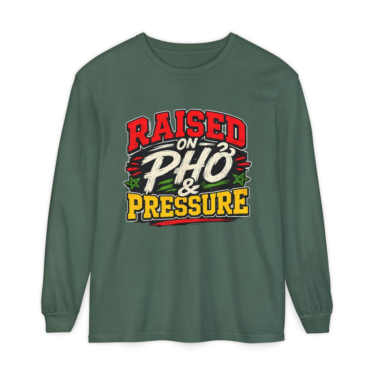 "Raised on Phở and Pressure" Vietnamese American Long Sleeve Tee