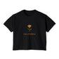California Poppy Women's Boxy Tee — Minimal Floral Crop T-Shirt