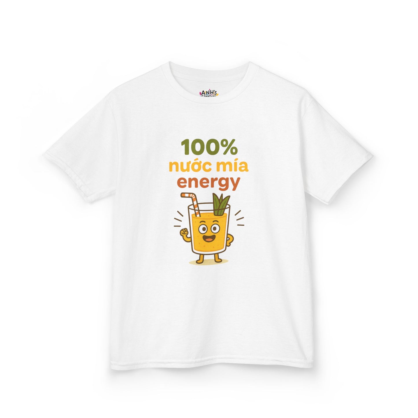 Youth Funny Graphic Tee - "100% Nuoc Mia Energy"