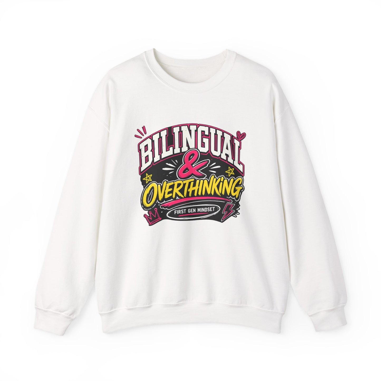 "Bilingual & Overthinking" Crewneck Sweatshirt — For Multilingual Deep Thinkers