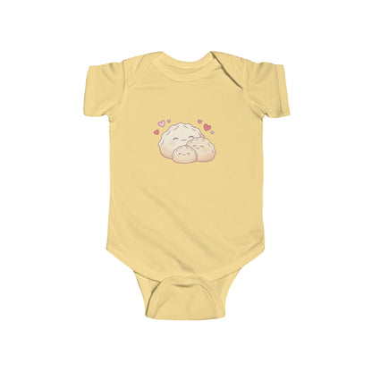 Dumplings Cuddling Baby Onesie — Kawaii Vietnamese American Newborn Bodysuit, Cute Asian Foodie Baby Gift