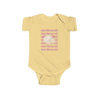 "Con Yêu Ba Má" Baby Onesie — Vietnamese American 'I Love Mom & Dad' Newborn Bodysuit, Cute Dumpling Family Gift