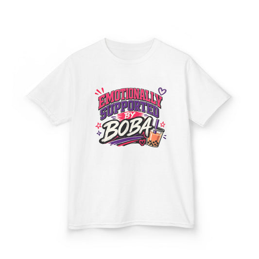 "Emotionally Supported By Boba" Kids T-Shirt — Vietnamese American Youth Tee