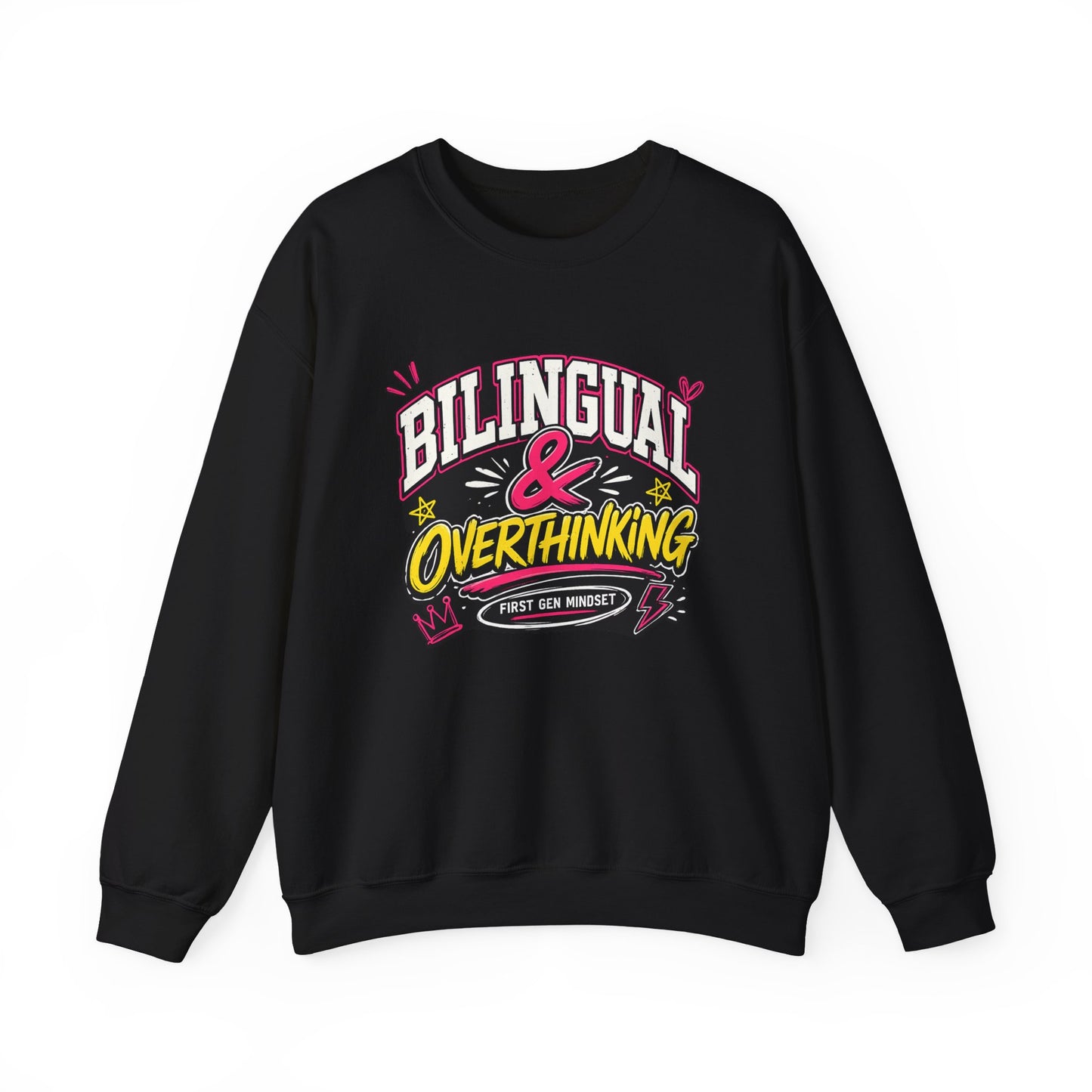 "Bilingual & Overthinking" Crewneck Sweatshirt — For Multilingual Deep Thinkers