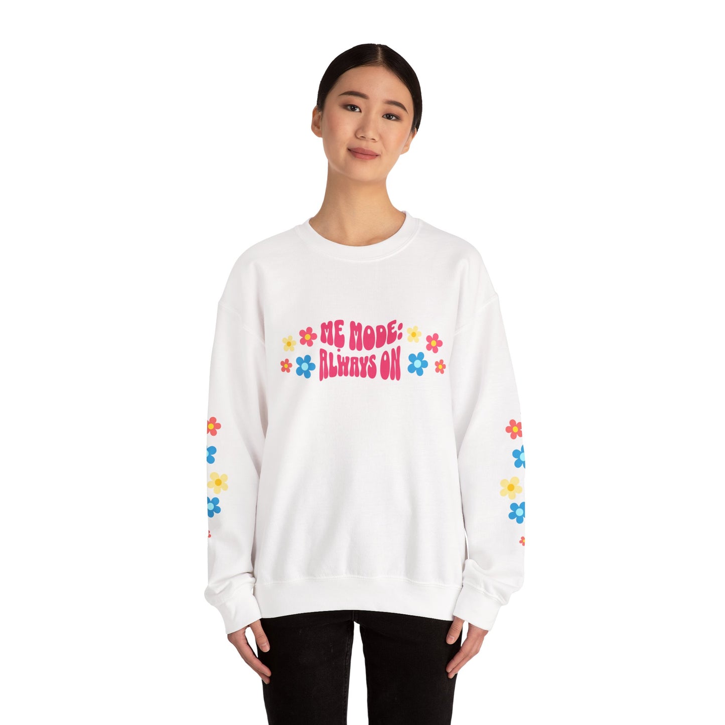 "Mẹ Mode: Always On" Vietnamese American Mom Floral Crewneck Sweatshirt