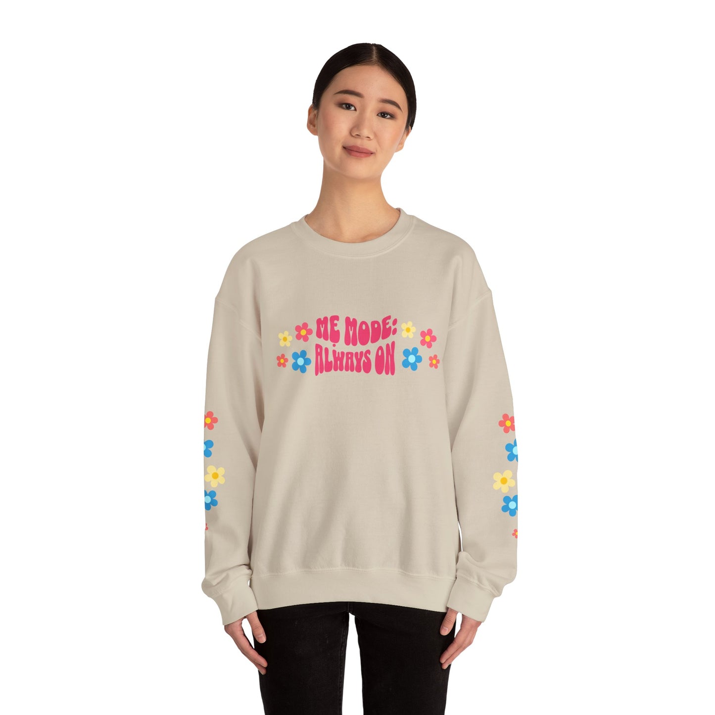 "Mẹ Mode: Always On" Vietnamese American Mom Floral Crewneck Sweatshirt