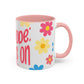 "Mẹ Mode: Always On" Floral Accent Coffee Mug (Pink) — Vietnamese American Mom Mug