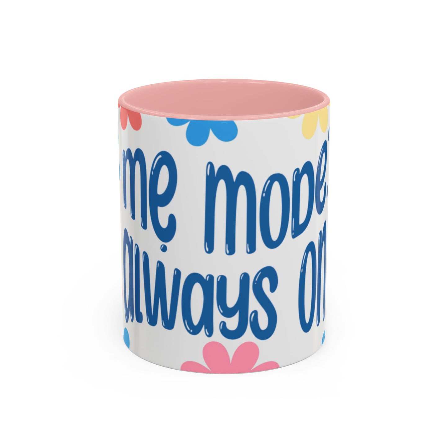 "Mẹ Mode: Always On" Floral Accent Coffee Mug (Blue) — Vietnamese American Mom Mug
