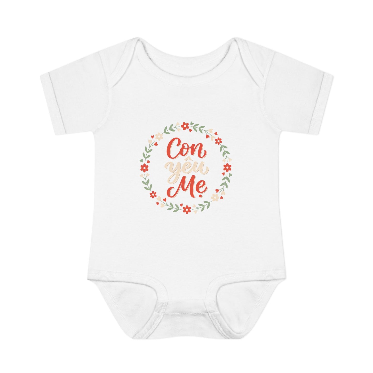 "Con Yêu Mẹ" Baby Onesie — Vietnamese American 'I Love Mom' Newborn Bodysuit, Cute Mother's Day Baby Gift