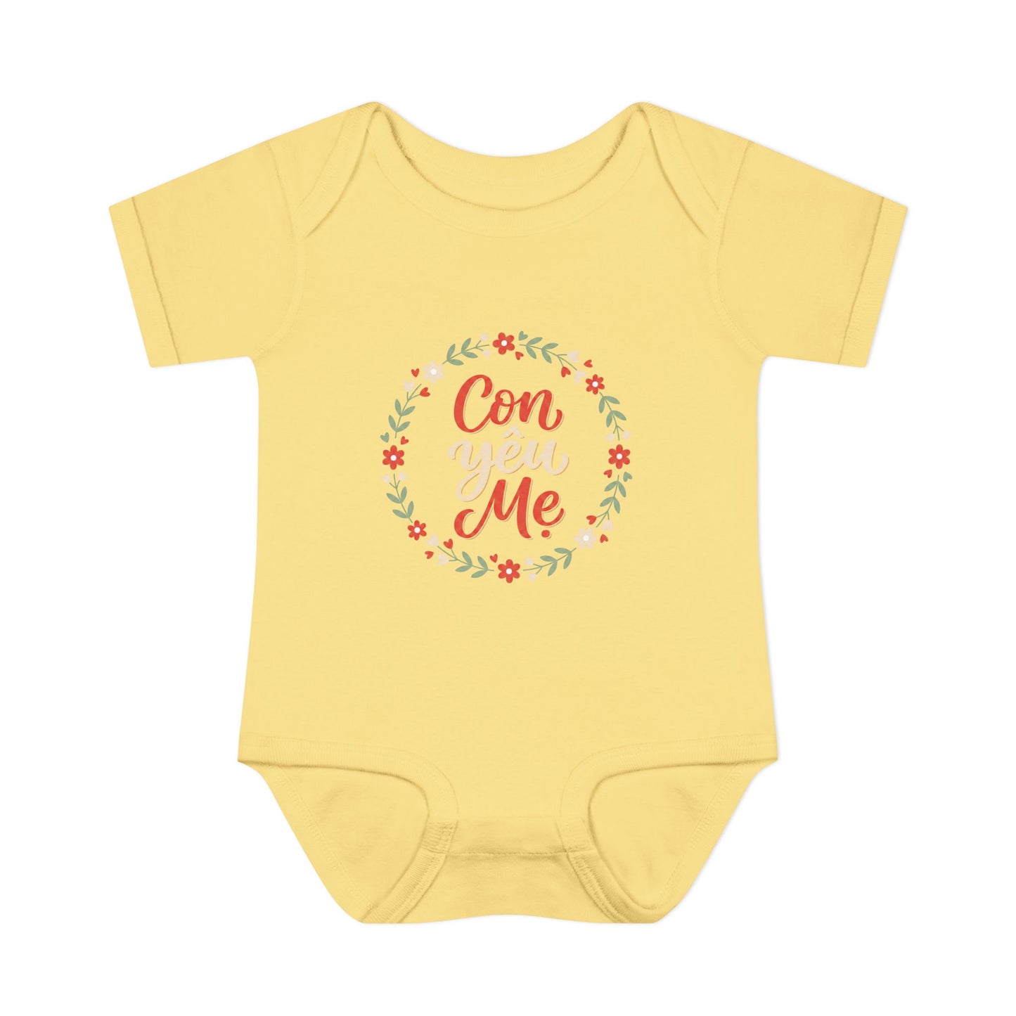 "Con Yêu Mẹ" Baby Onesie — Vietnamese American 'I Love Mom' Newborn Bodysuit, Cute Mother's Day Baby Gift