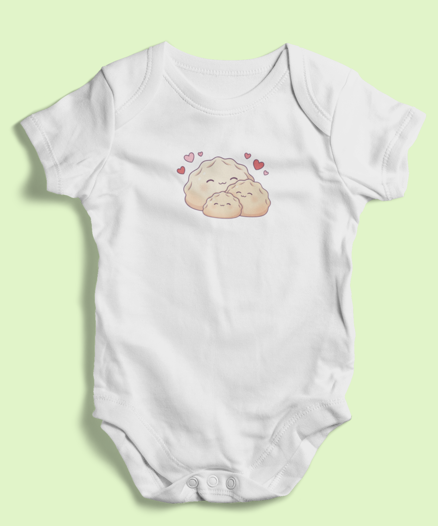 Dumplings Cuddling Baby Onesie — Kawaii Vietnamese American Newborn Bodysuit, Cute Asian Foodie Baby Gift