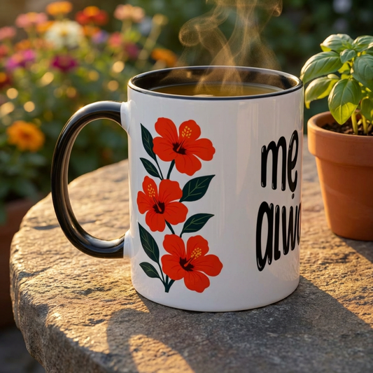 "Mẹ Mode: Always On" Red Floral Coffee Mug for Vietnamese American Moms