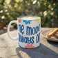 "Mẹ Mode: Always On" Floral Accent Coffee Mug (Blue) — Vietnamese American Mom Mug