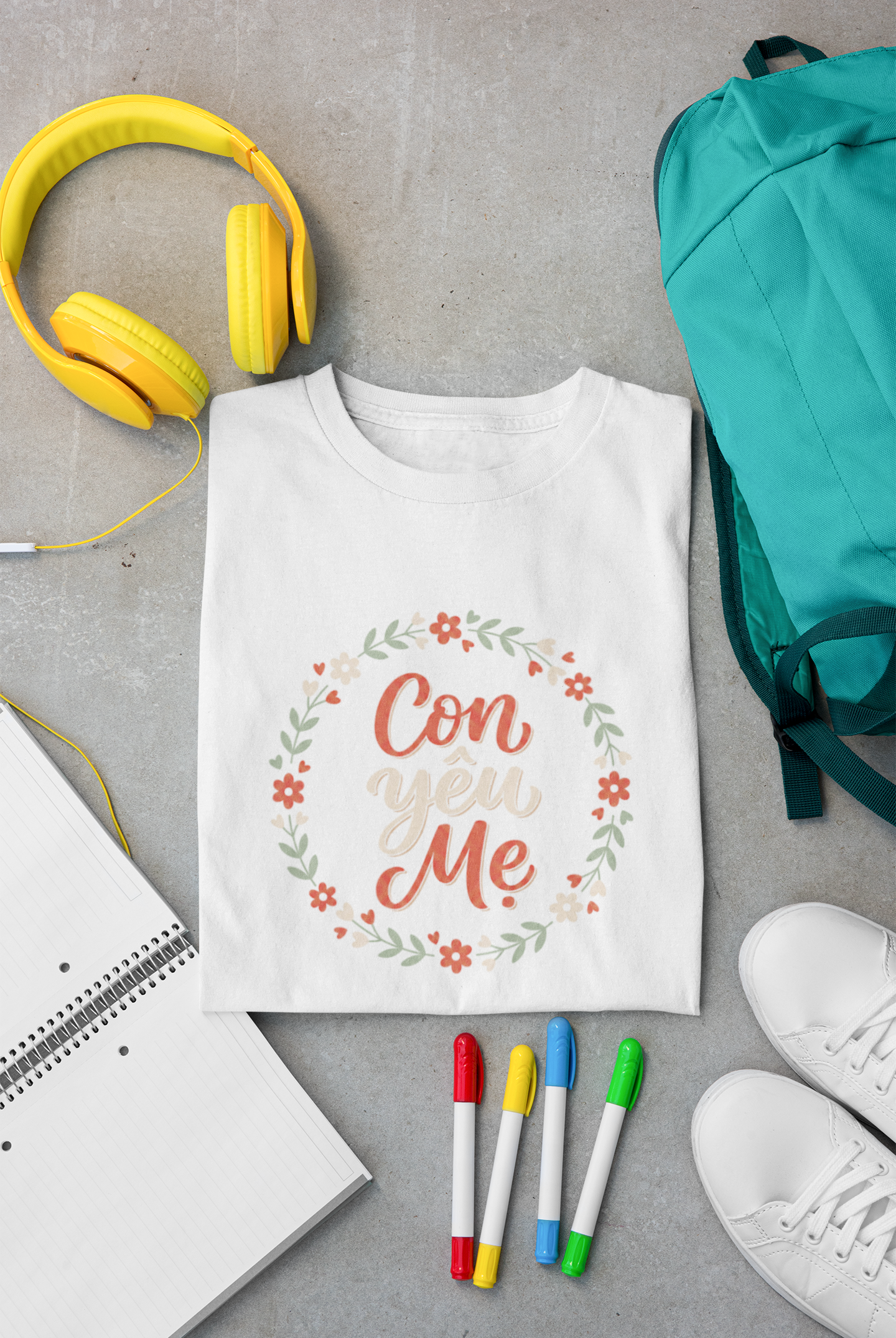 "Con Yêu Mẹ" Toddler Short Sleeve Tee — Vietnamese American Child Loves Mom Kids Shirt, Premium Cotton Bond Gift