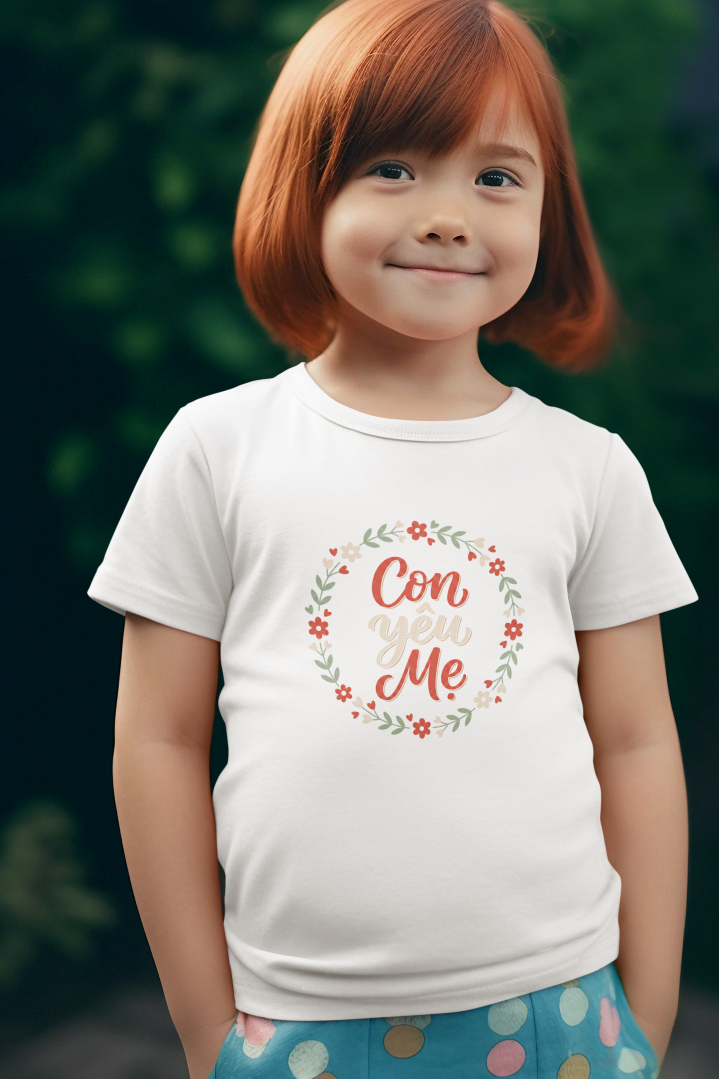 "Con Yêu Mẹ" Toddler Short Sleeve Tee — Vietnamese American Child Loves Mom Kids Shirt, Premium Cotton Bond Gift