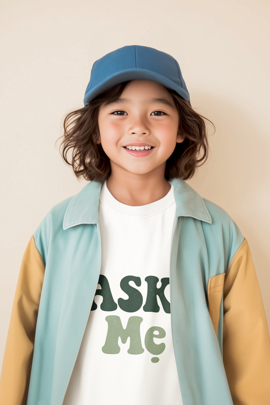 "Ask Mẹ" Toddler T-Shirt I Cute Vintage Green Typography Kids Tee