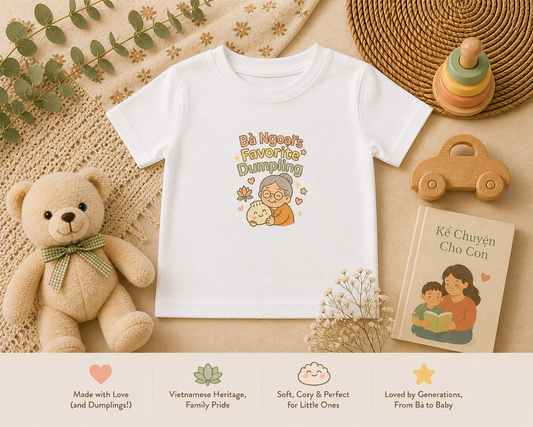 "Bà Ngoại's Favorite Dumpling" Toddler Tee — Vietnamese American Maternal Grandma Kids Shirt, Cute Dumpling Bond Gift