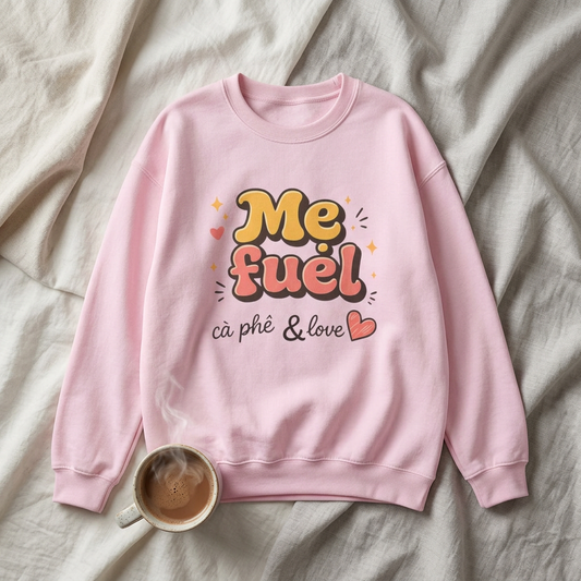 "Mẹ Fuel Cà Phê & Love" Crewneck — Vietnamese American Mom Sweatshirt