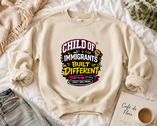 "Child of Immigrants Built Different" Crewneck Sweatshirt