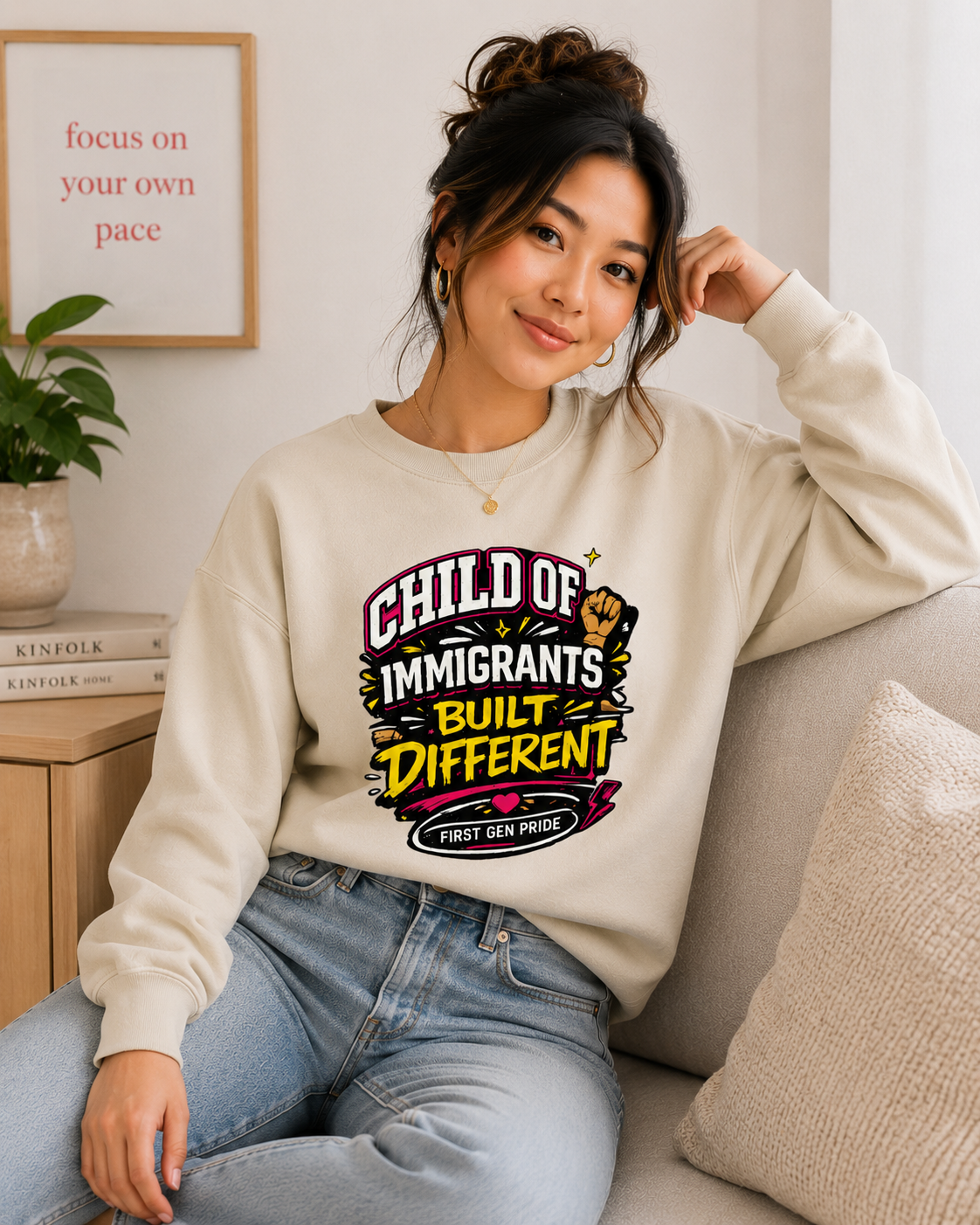 "Child of Immigrants Built Different" Crewneck Sweatshirt