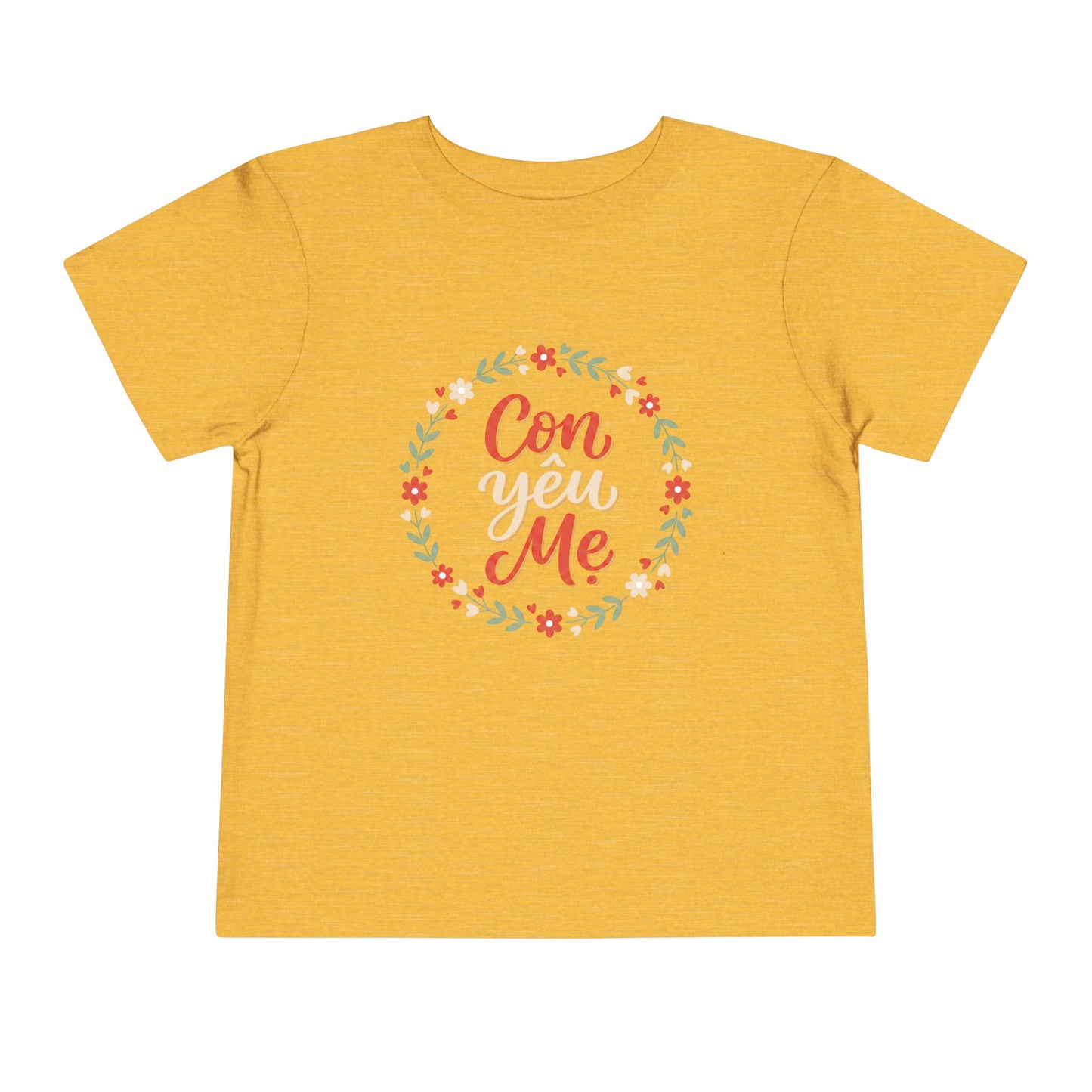 "Con Yêu Mẹ" Toddler Short Sleeve Tee — Vietnamese American Child Loves Mom Kids Shirt, Premium Cotton Bond Gift