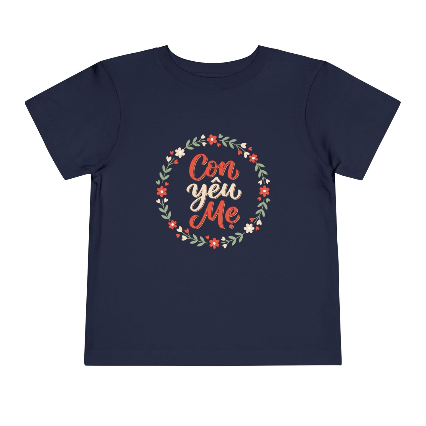 "Con Yêu Mẹ" Toddler Short Sleeve Tee — Vietnamese American Child Loves Mom Kids Shirt, Premium Cotton Bond Gift