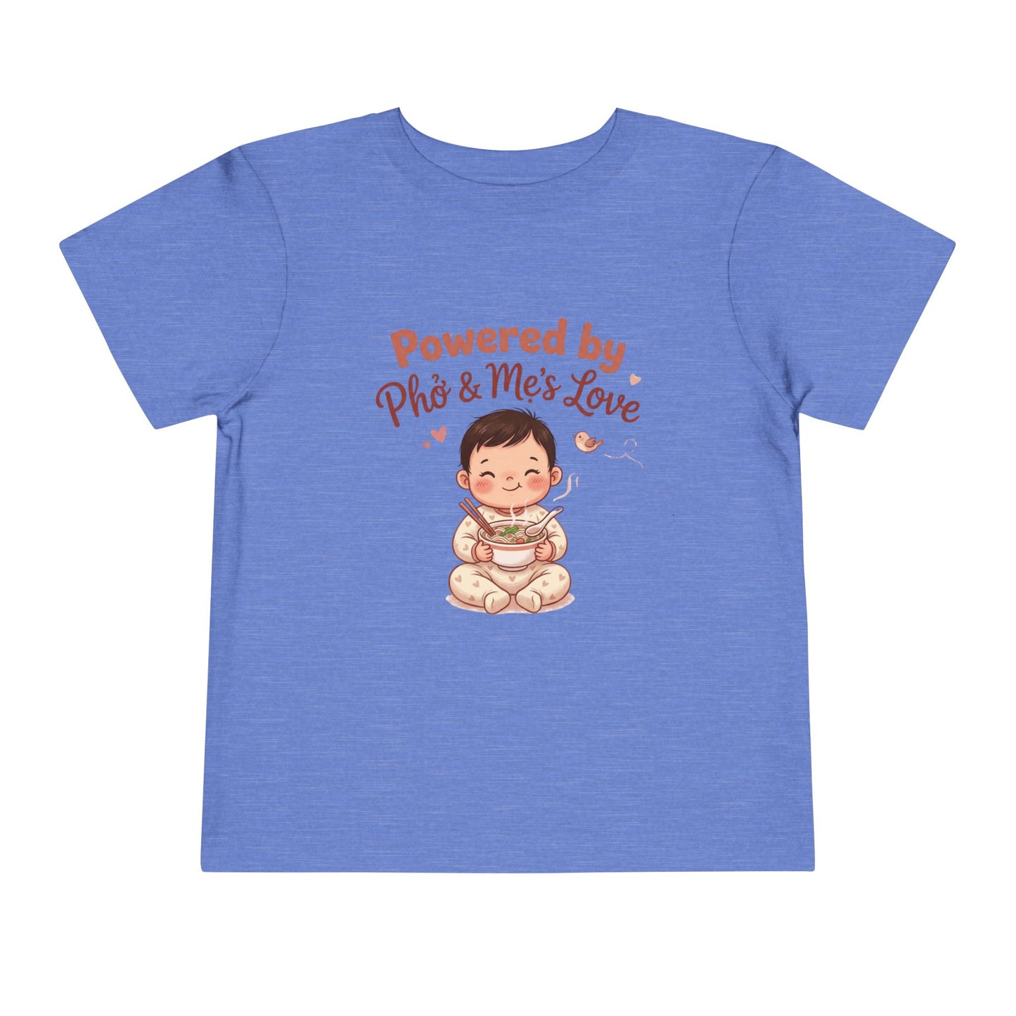 "Powered by Phở and Mẹ's Love" Toddler Tee — Vietnamese American Kids Shirt, Cute Foodie Mom Bond Graphic
