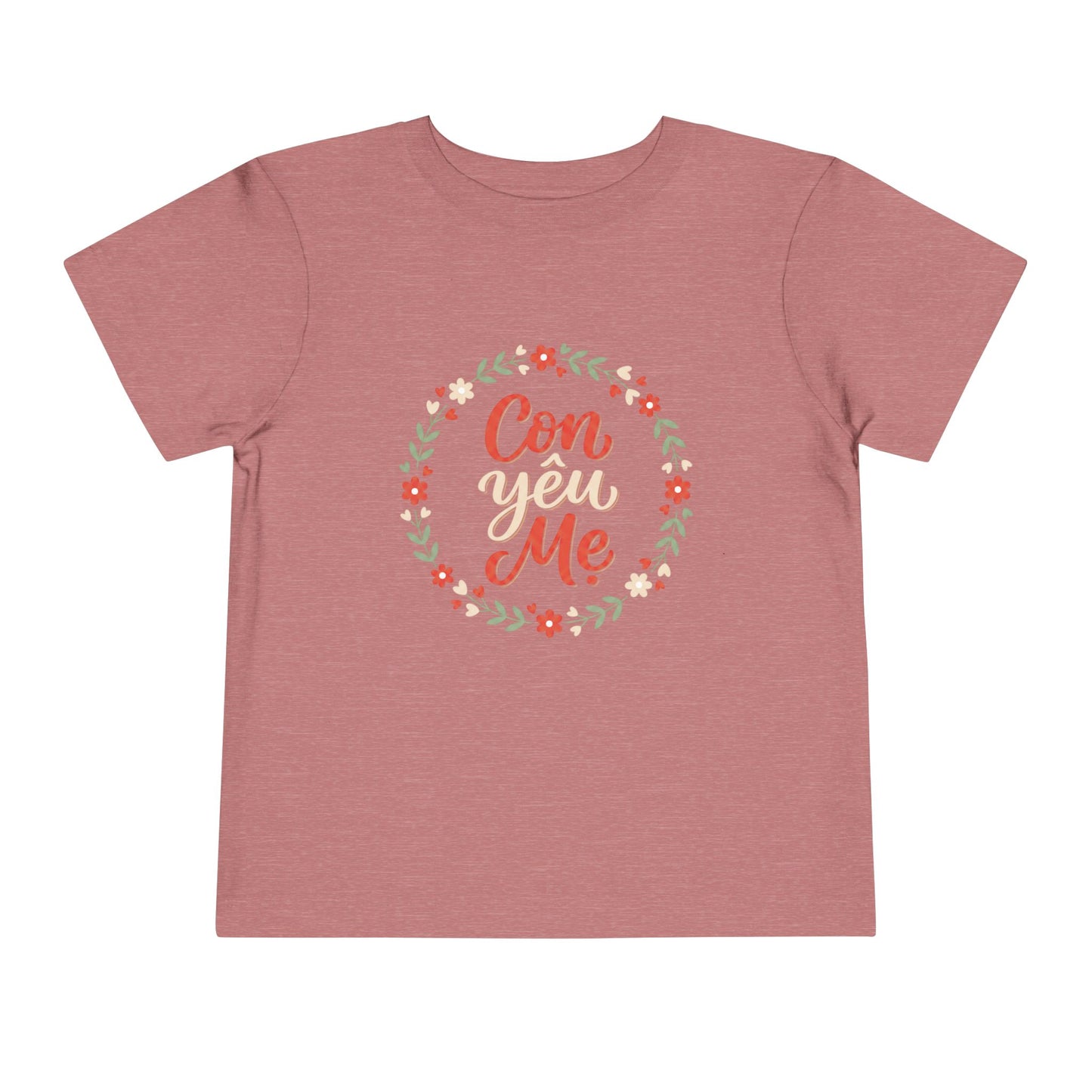 "Con Yêu Mẹ" Toddler Short Sleeve Tee — Vietnamese American Child Loves Mom Kids Shirt, Premium Cotton Bond Gift
