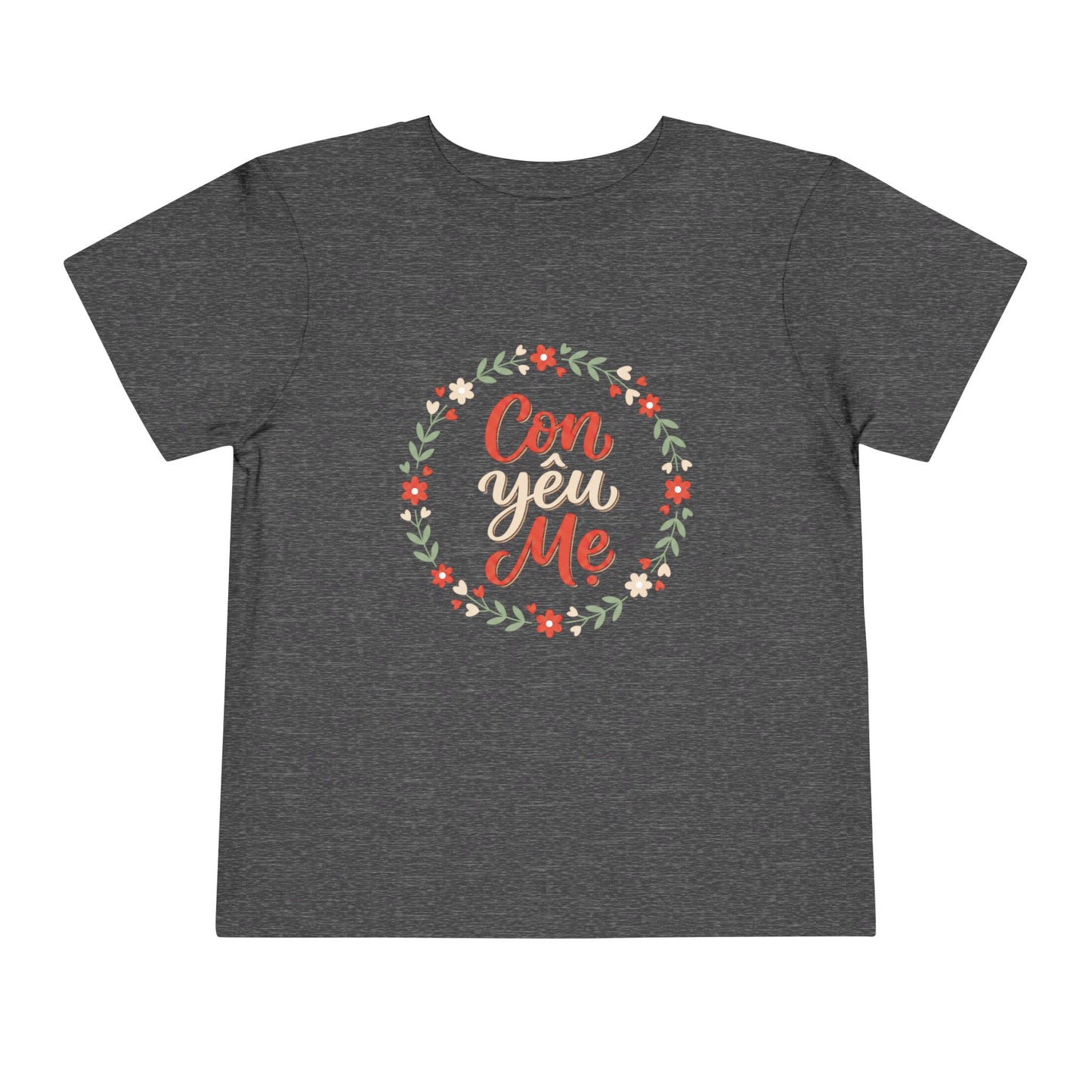 "Con Yêu Mẹ" Toddler Short Sleeve Tee — Vietnamese American Child Loves Mom Kids Shirt, Premium Cotton Bond Gift