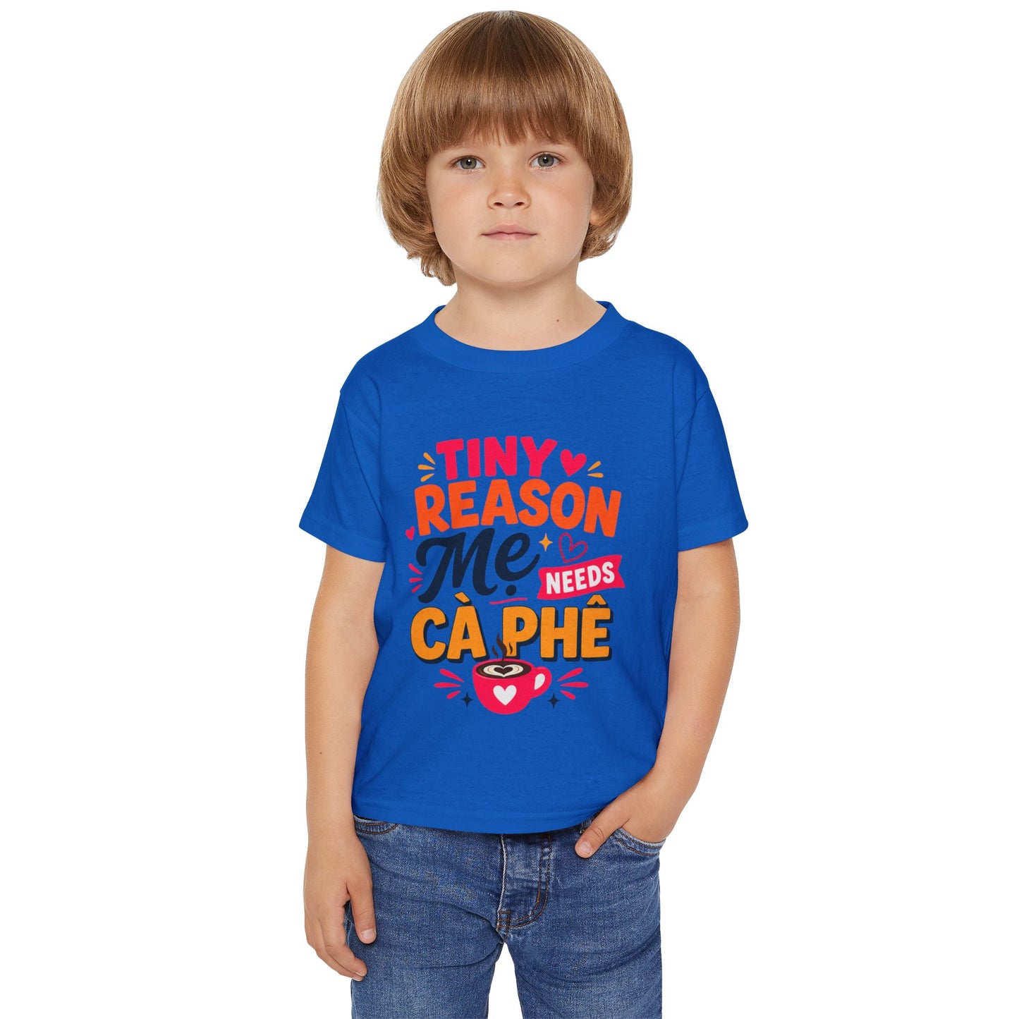 "Tiny Reason Mẹ's Needs Cà Phê" Toddler T-Shirt — Colorful Vietnamese Kids Graphic Tee