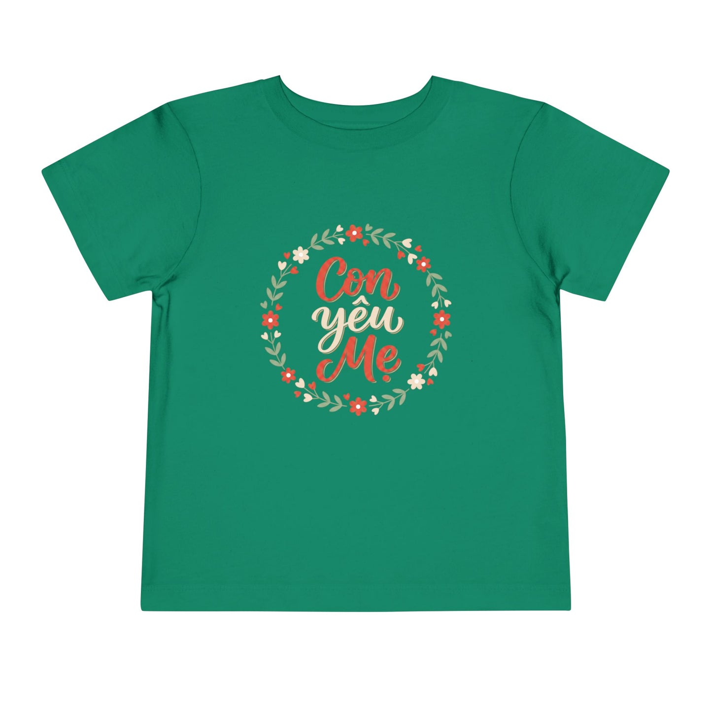 "Con Yêu Mẹ" Toddler Short Sleeve Tee — Vietnamese American Child Loves Mom Kids Shirt, Premium Cotton Bond Gift