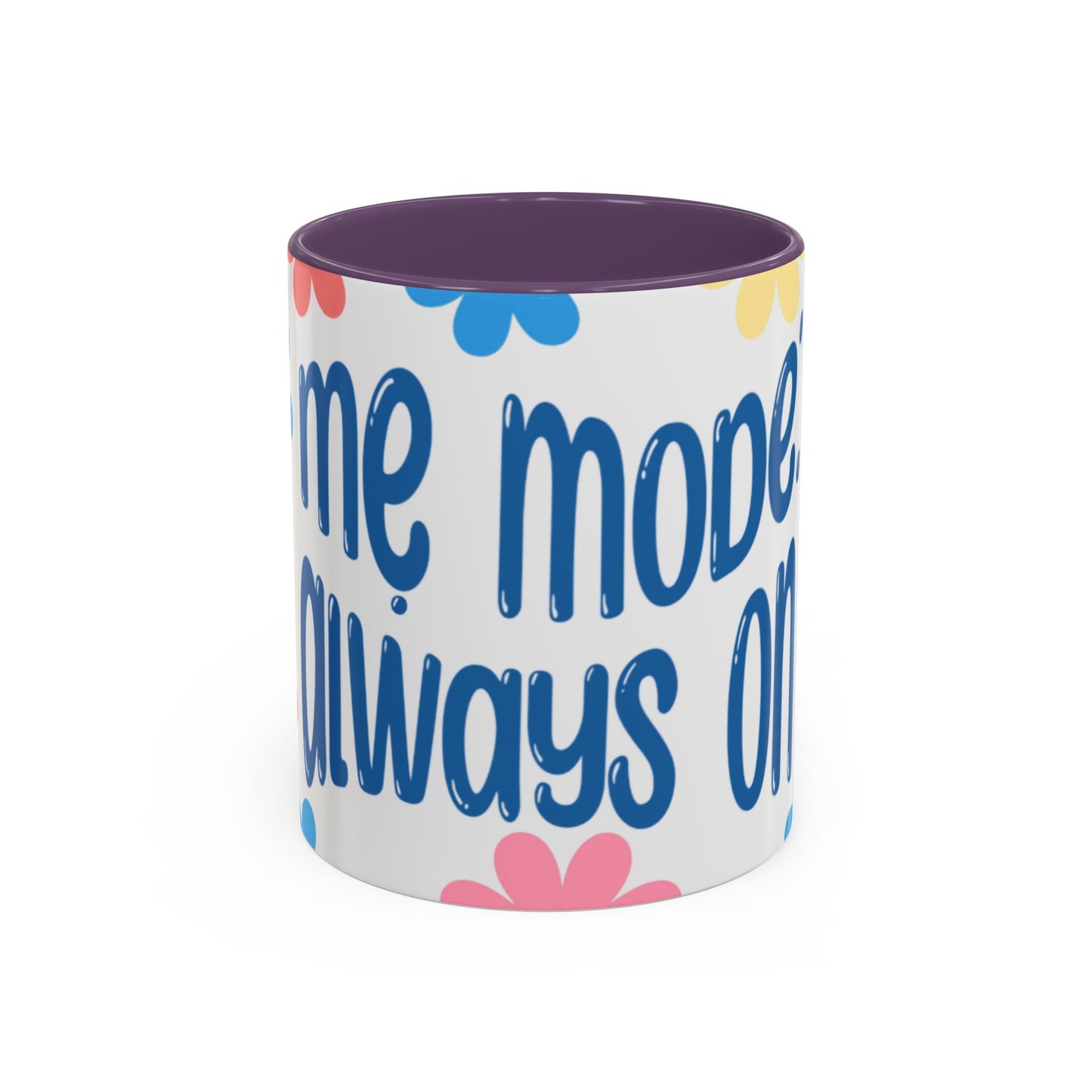 "Mẹ Mode: Always On" Floral Accent Coffee Mug (Blue) — Vietnamese American Mom Mug