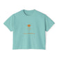 California Poppy Women's Boxy Tee — Minimal Floral Crop T-Shirt