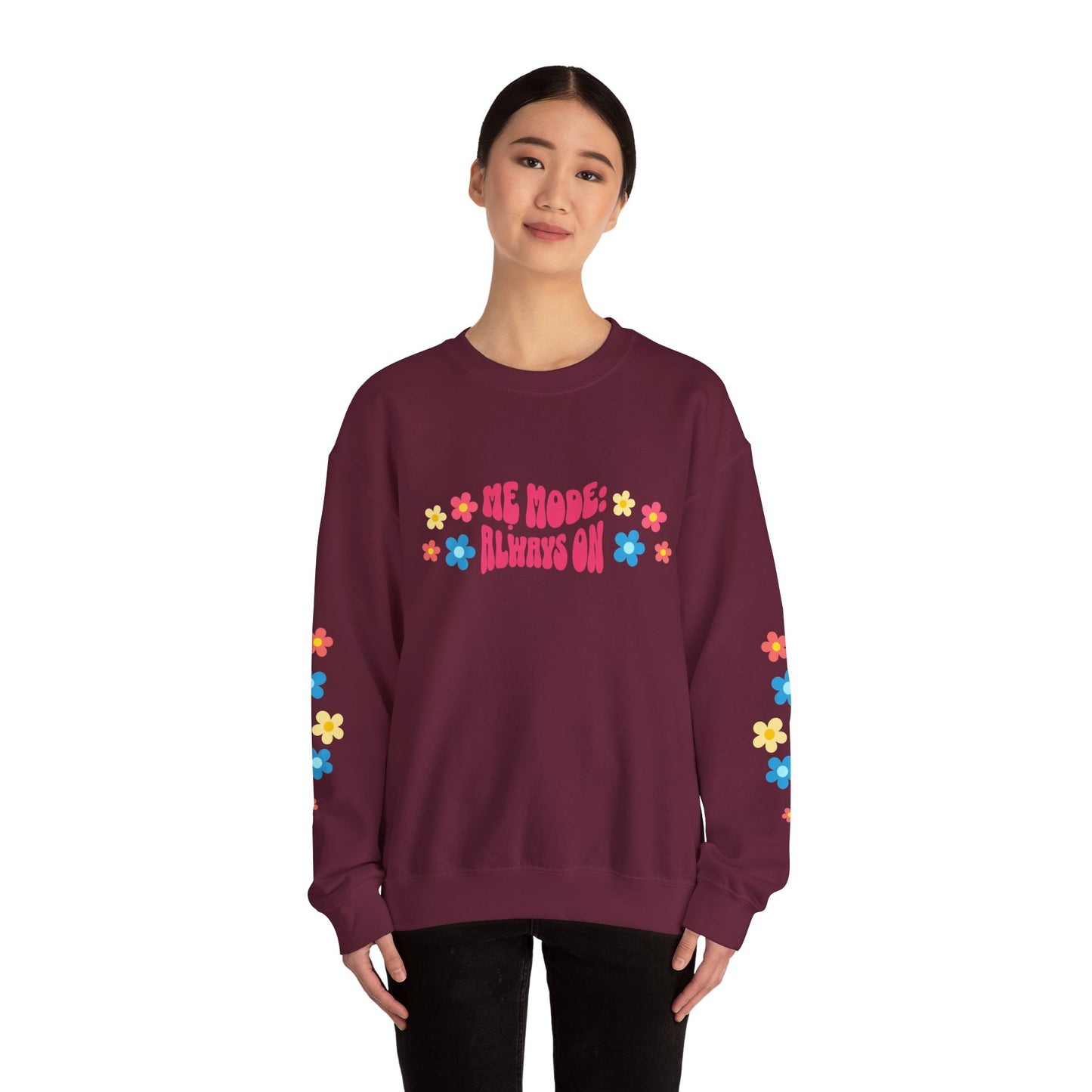 "Mẹ Mode: Always On" Vietnamese American Mom Floral Crewneck Sweatshirt