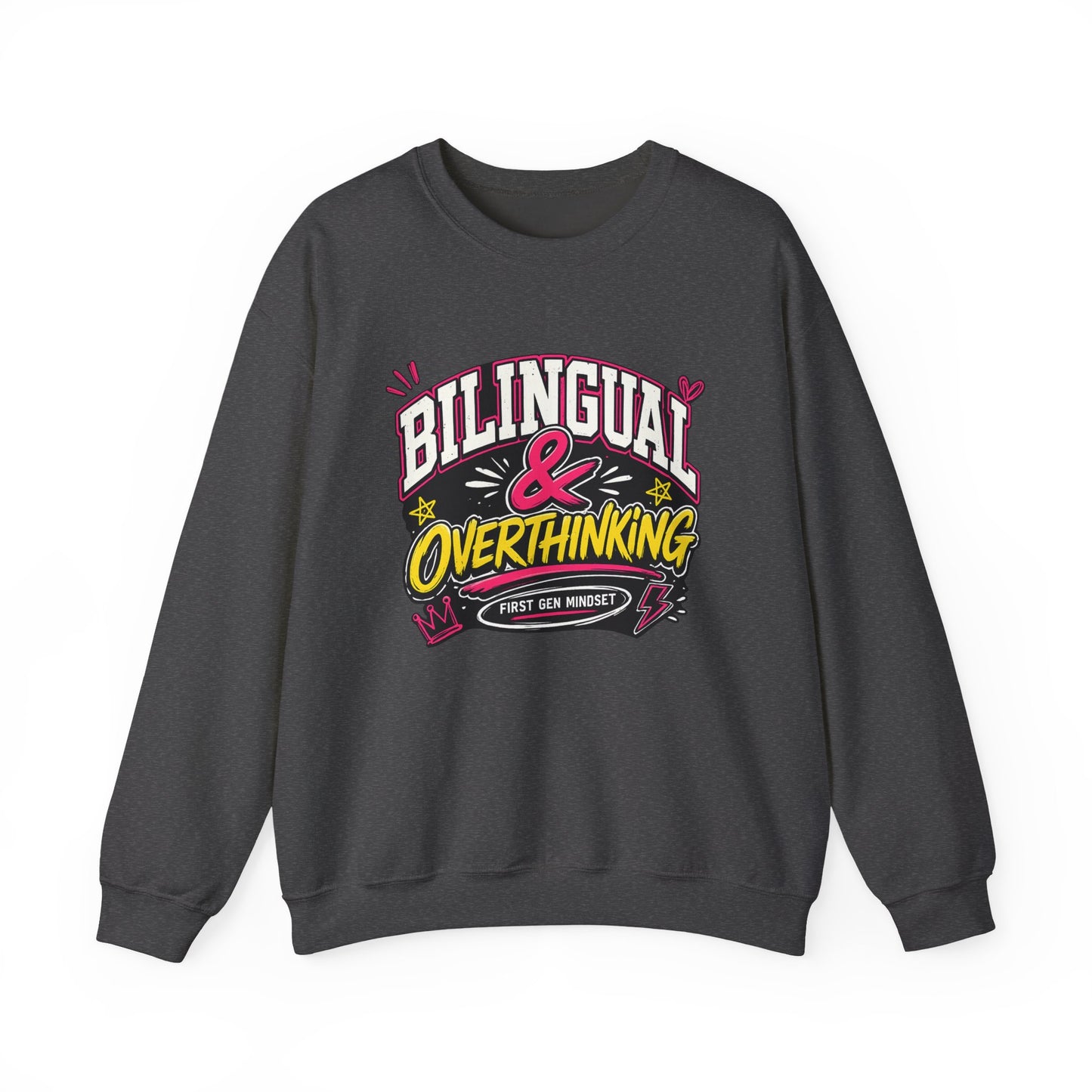 "Bilingual & Overthinking" Crewneck Sweatshirt — For Multilingual Deep Thinkers