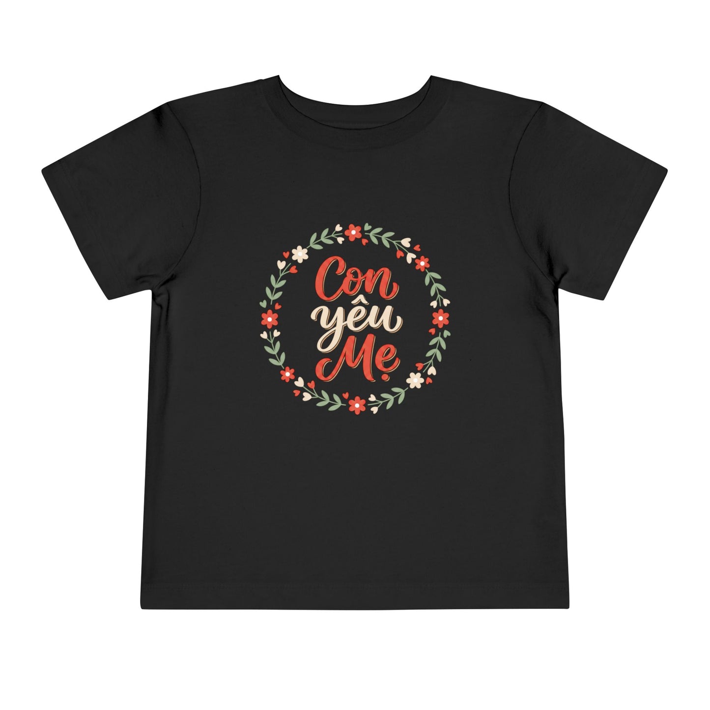 "Con Yêu Mẹ" Toddler Short Sleeve Tee — Vietnamese American Child Loves Mom Kids Shirt, Premium Cotton Bond Gift