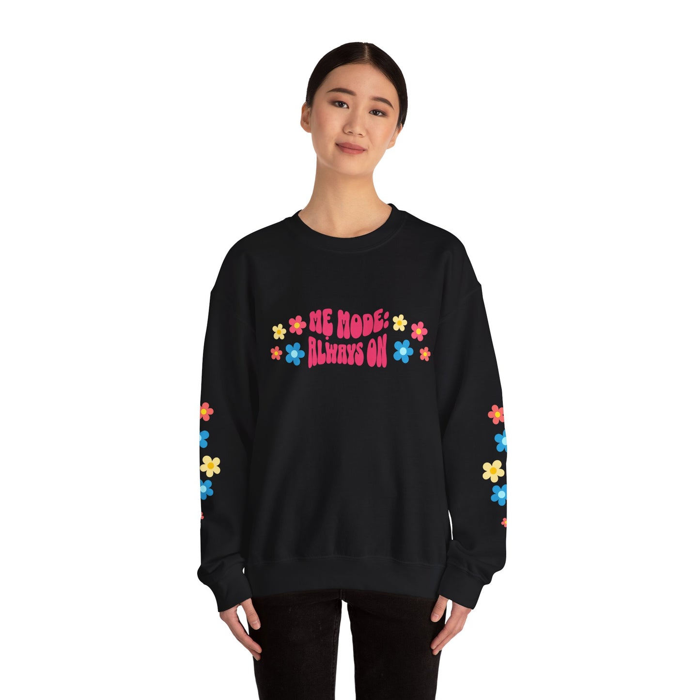 "Mẹ Mode: Always On" Vietnamese American Mom Floral Crewneck Sweatshirt